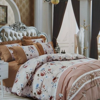 Sale Active Breathable Floral Glace Cotton Bedsheet for Double Bed with 2 Pillow Cover Set 